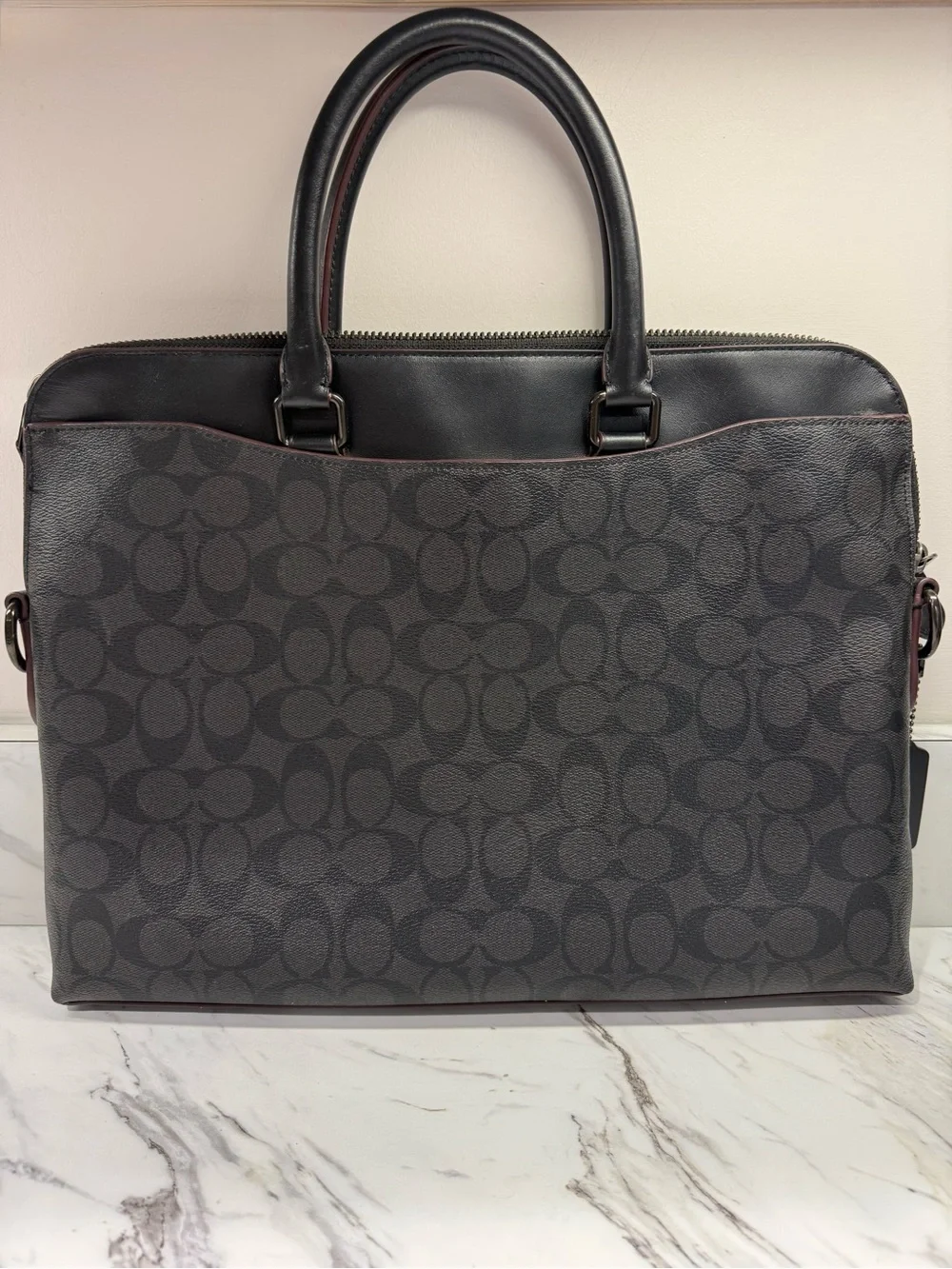 COACH Beckett Portfolio Brief in charcoal and black